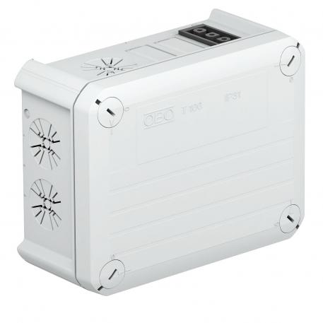 Odbočná krabice T100, se zásuvkou Wieland 2s 136x102x57 | 4 | IP20 | svetlosivá; RAL 7035