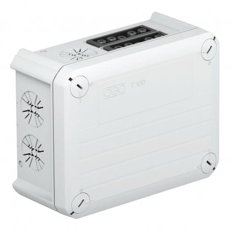 Odbočná krabice T100, se zásuvkou Wieland 2s5p 136x102x57 | 4 | IP20 | svetlosivá; RAL 7035