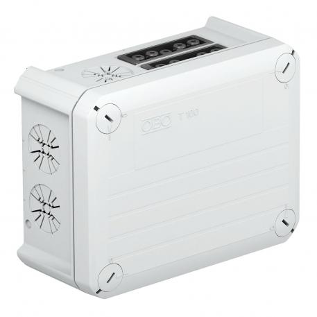 Odbočná krabice T100, se zásuvkou Wieland 4s5p 136x102x57 | 4 | IP20 | svetlosivá; RAL 7035