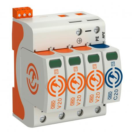 Zvodič prepätia V20, 3 pólový + NPE, diaľková signal., 280 V