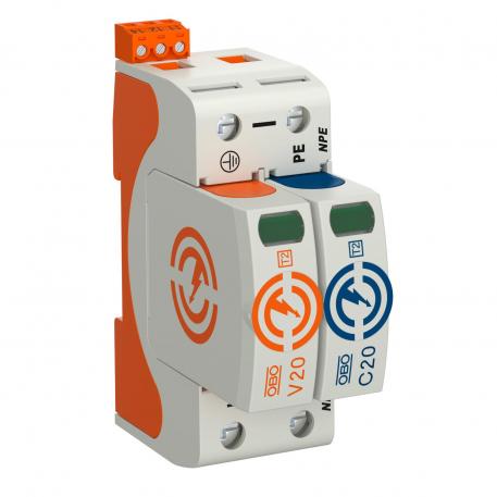 Svodič přepětí V20, 1 pólový + NPE, dálková signal., 320 V 1+N/PE | 320 | IP20