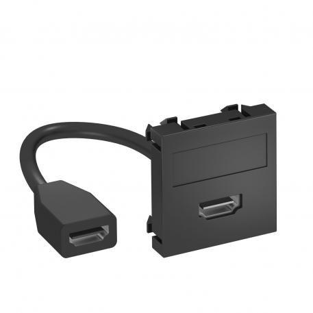 Přípojka HDMI, 1 modul, rovný vývod, s připojovacím kabelem rovný |  | HDMI | čiernosivá; RAL 7021