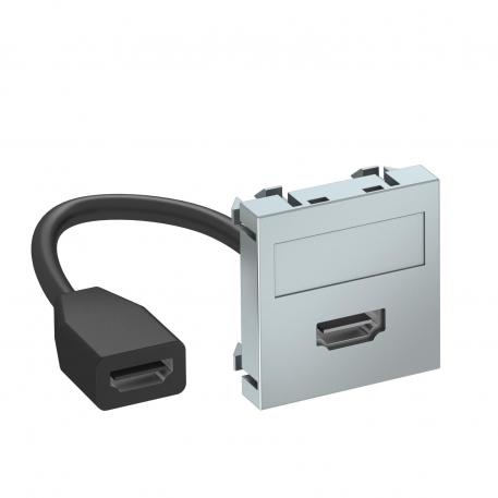 Přípojka HDMI, 1 modul, rovný vývod, s připojovacím kabelem  |  | HDMI | hliník lakovaný