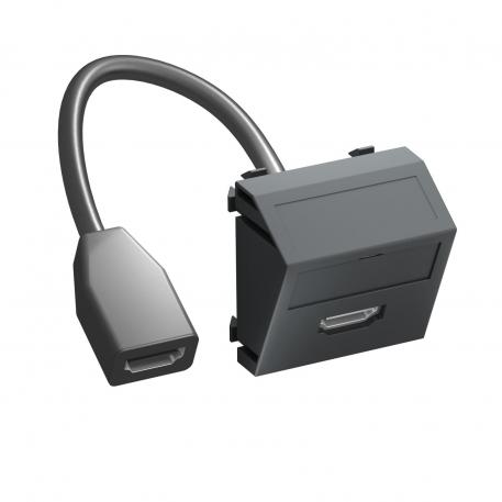 Přípojka HDMI, 1 modul, šikmý vývod, s připojovacím kabelem šikmý |  | HDMI | čiernosivá; RAL 7021