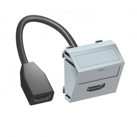 Přípojka HDMI, 1 modul, šikmý vývod, s připojovacím kabelem  |  | HDMI | hliník lakovaný