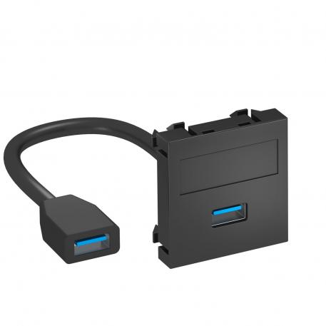 Přípojka USB 2.0/3.0, 1 modul, rovný vývod, s připojovacím kabelem