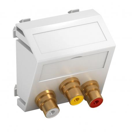 Přípojka cinch pro audio/video, 1 modul, šikmý vývod, pájecí přívod