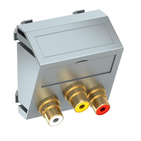 Přípojka cinch pro audio/video, 1 modul, šikmý vývod, jako konektor 1:1, hliníkový lak  |  | Cinch | hliník lakovaný