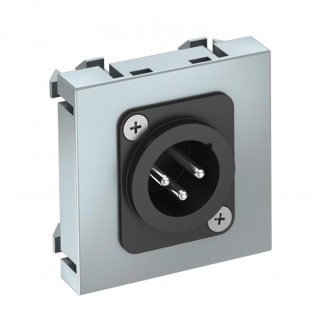 Přípojka XLR, 1 modul, rovný vývod, třípól. zástrčka, pájecí přívod, hliníkový lak  |  | XLR | hliník lakovaný