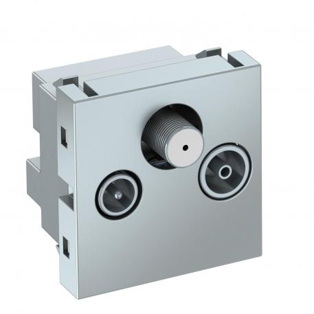 Anténní přípojka, 1 modul, TV/rádio/SAT, odbočková krabice, hliníkový lak hliník lakovaný