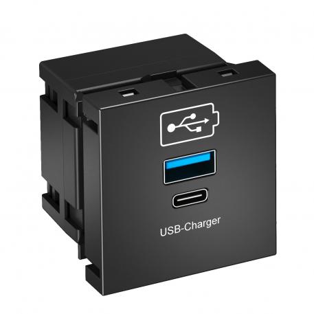 Nabíječka USB čiernosivá; RAL 7021