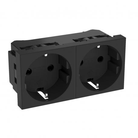 0° socket, protective contact, double 2 | Dvojitá, 0° | čiernosivá; RAL 7021