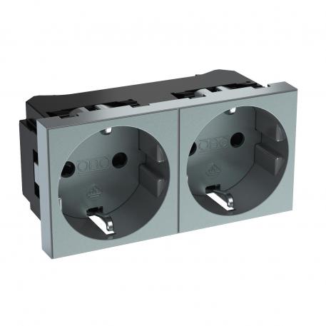 0° socket, protective contact, double 2 | Dvojitá, 0° | hliník lakovaný