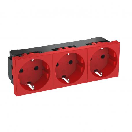 0° socket, protective contact, triple 3 | Trojitá, 0° | signálna červená; RAL 3001