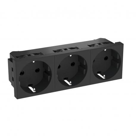 0° socket, protective contact, triple 3 | Trojitá, 0° | čiernosivá; RAL 7021
