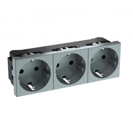 0° socket, protective contact, triple 3 | Trojitá, 0° | hliník lakovaný