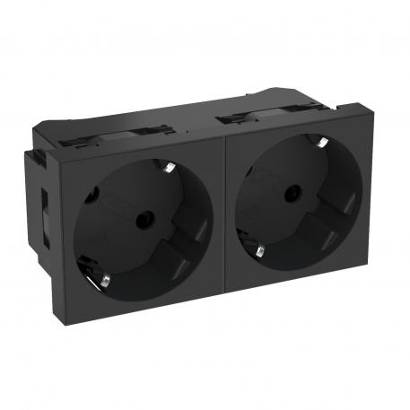 33° socket, protective contact, double 2 | Dvojnásobná, 33° | čiernosivá; RAL 7021