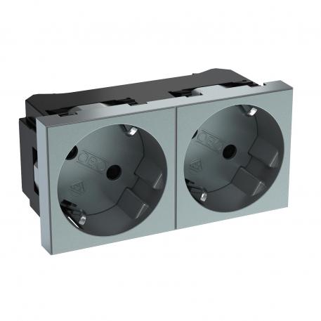 33° socket, protective contact, double 2 | Dvojnásobná, 33° | hliník lakovaný