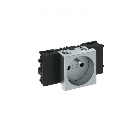 Zásuvka 0°, Connect 45, se zemnicím kolíkem, jednoduchá 1 | Jednoduchá, 0° | hliník lakovaný