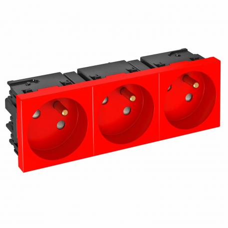 Zásuvka 33°, Connect 45, se zemnicím kolíkem, trojitá, signální červená 3 | Trojnásobná, 33° | signálna červená; RAL 3001