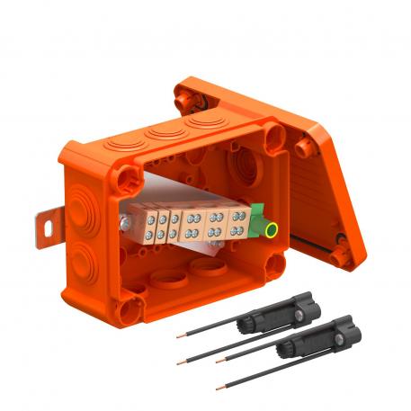 FireBox T100 s násuvnými tesneniami, 2 držiaky poistky 136x102x57 | 10 | IP66 | oranžová; RAL 2003